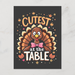 Cutest Turkey at the Table Funny Thanksgiving  Postcard