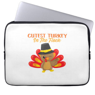 Cutest Turkey In Flock Happy Thanksgiving Day Boy Laptop Sleeve