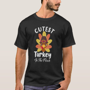 Cutest Turkey In The Flock Toddler Girls Thanksgiv T-Shirt