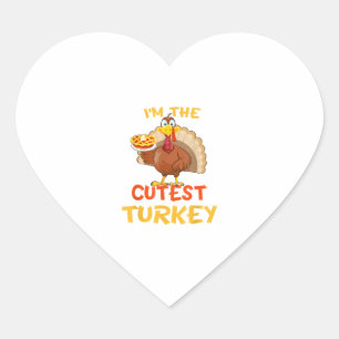 Cutest Turkey Matching Family Group Thanksgiving P Heart Sticker