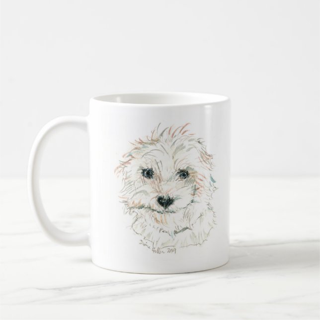 CUTEST white fluffy dog MUG ©dianeheller2020 (Left)