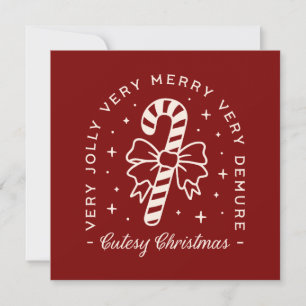 Cutesy Christmas preppy candy cane bow Holiday Card