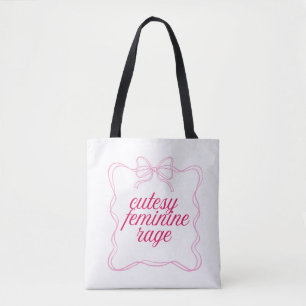 Cutesy Feminine Rage Pink Aesthetic Design Soft Tote Bag