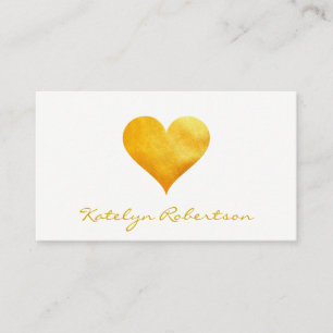 Cutesy Gold Heart Business Card