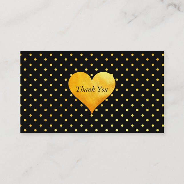 Cutesy Gold Heart Polka Dot Thank You / Referral (Front)