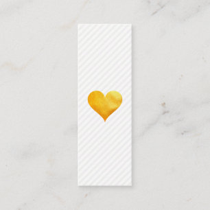 Cutesy Gold Heart Stripe Pattern Mini Business Card