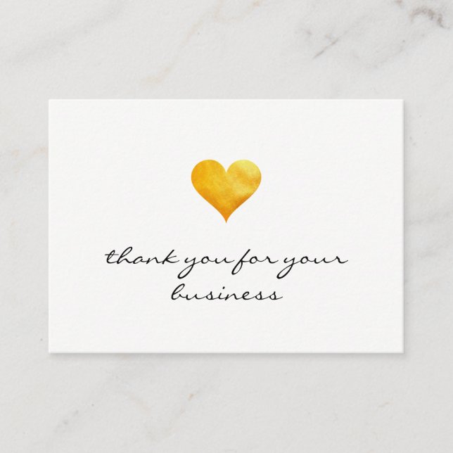 Cutesy Gold Heart Thank You Loyalty Card (Front)