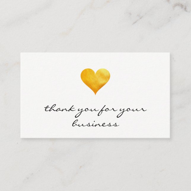 Cutesy Gold Heart Thank You Loyalty Card (Front)
