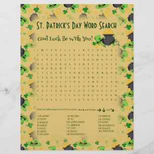 Cutesy Luck for the Irish Word Search Game Flyer