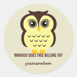 Cutesy Owl THIS BELONGS TO Stickers
