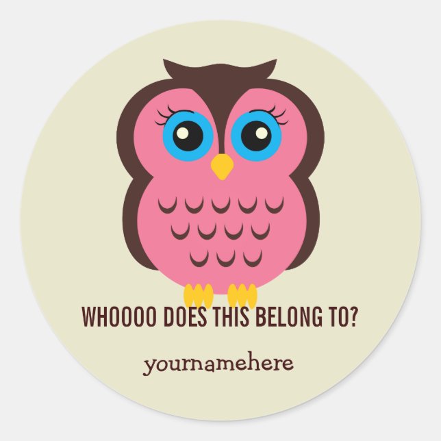 Cutesy Owl THIS BELONGS TO Stickers (Front)