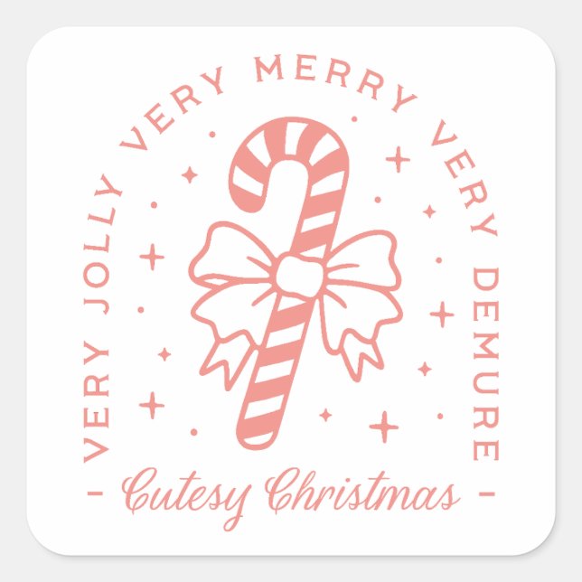Cutesy very demure merry Christmas pink aesthetic Square Sticker (Front)