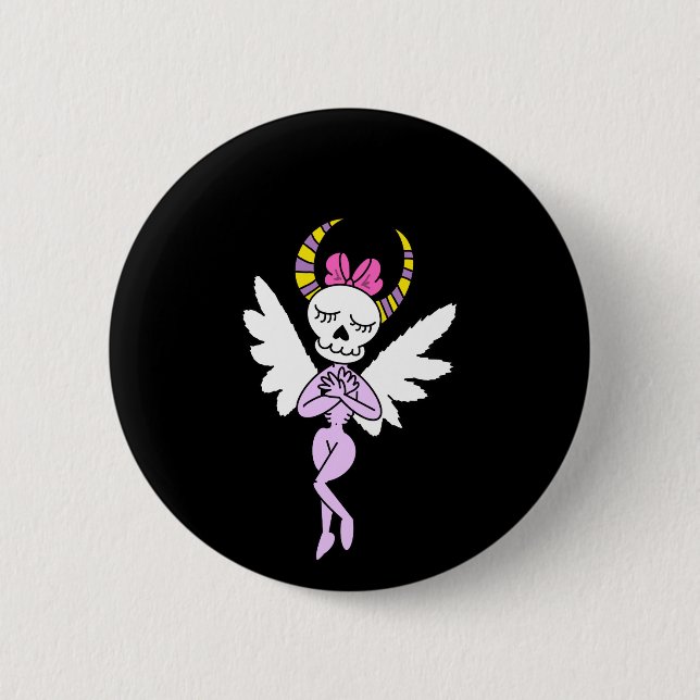Cutesy Winged Skelly Button  (Front)
