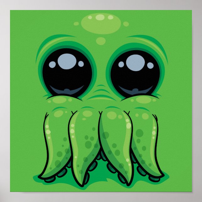 Cutethulhu Cute Cthulhu Face Poster (Front)