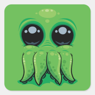 Cutethulhu Cute Cthulhu Face Square Sticker