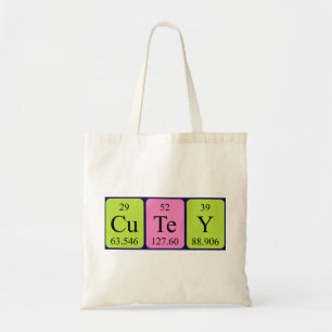 Cutey periodic table name tote bag