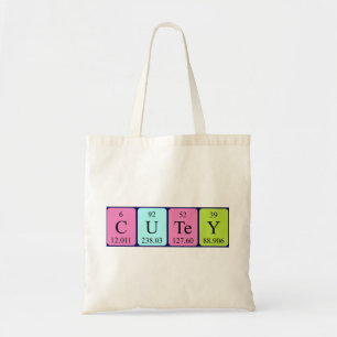 Cutey periodic table name tote bag