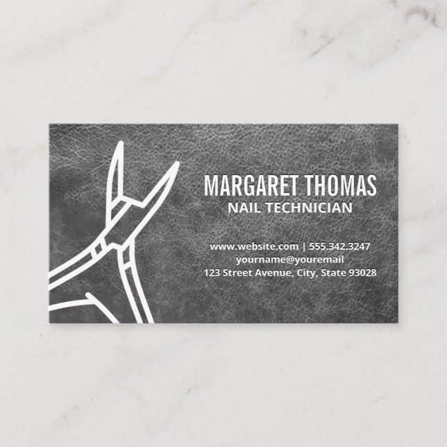 Cuticle Cutter | Leather Texture Background Business Card (Front)