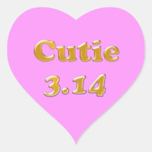 Cutie 3.14 Pi Day Pink Heart Sticker