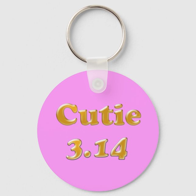 Cutie 3.14 Pi Day Pink Key Ring (Front)