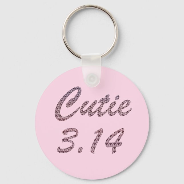 Cutie 3.14 Pi Day Pink Key Ring (Front)
