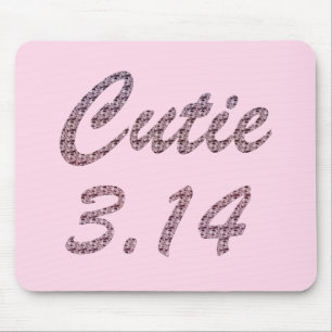 Cutie 3.14 Pi Day Pink Mouse Pad