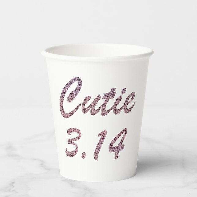 Cutie 3.14 Pi Day Pink Paper Cups (Front)