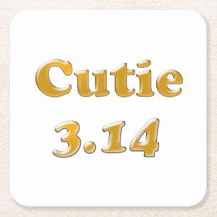 Cutie 3.14 Pi Day Square Paper Coaster