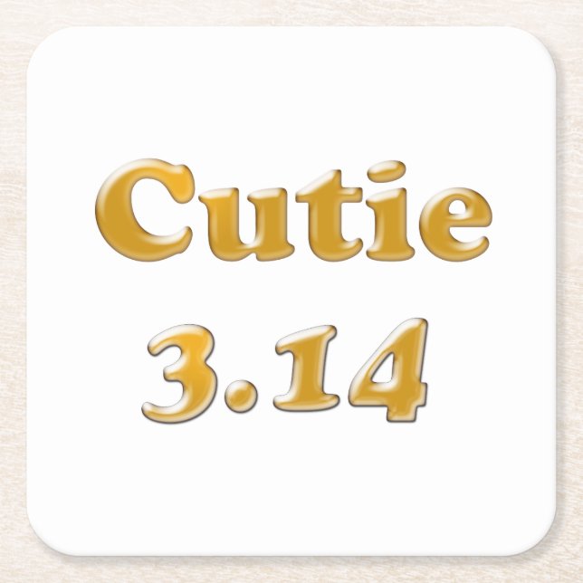 Cutie 3.14 Pi Day Square Paper Coaster (Front)