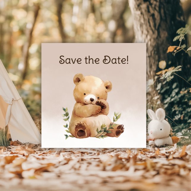 Cutie Baby Bear Watercolor Baby Shower Save The Date (Cutie Baby Bear Watercolor Baby Shower Save The Date)