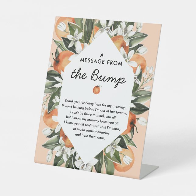 Cutie Baby Shower A Message From the Bump Poster Pedestal Sign (Front)