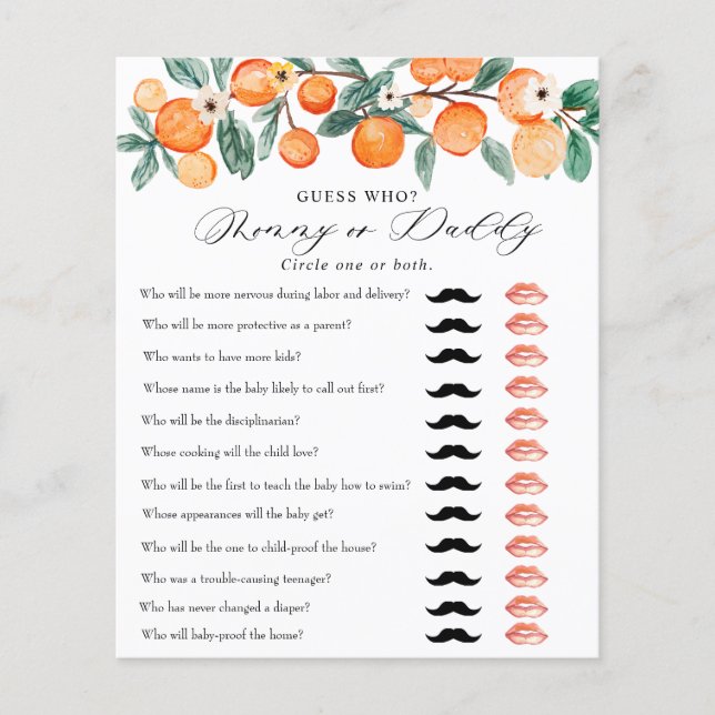 Cutie | Baby Shower Game | Mummy  Daddy  (Front)