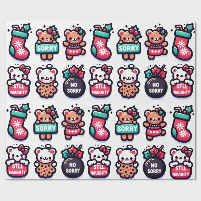 Cutie Bears and Bulbs Wrapping Paper (Flat)