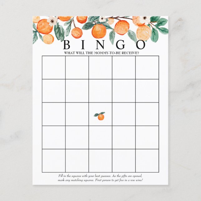 Cutie | Bingo | Baby Shower Games (Front)