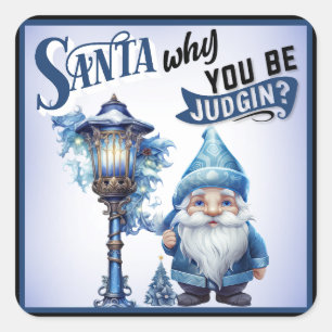 Cutie Blue Christmas Square Sticker