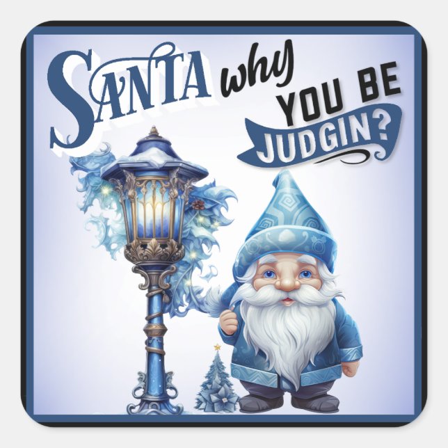 Cutie Blue Christmas Square Sticker (Front)