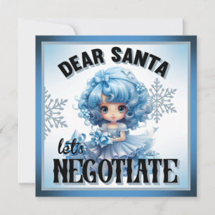 Cutie Blue Dear Santa Christmas Holiday Card