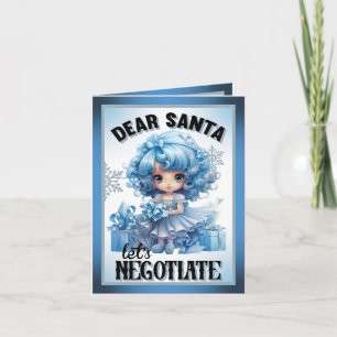 Cutie Blue Dear Santa Christmas Thank You Card