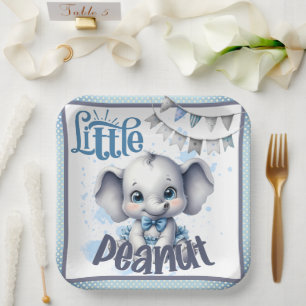 Cutie Blue Elephant - Little Peanut Paper Plate