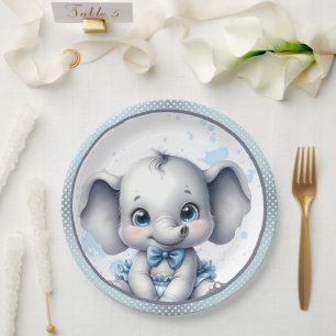 Cutie Blue Elephant - Little Peanut Paper Plate