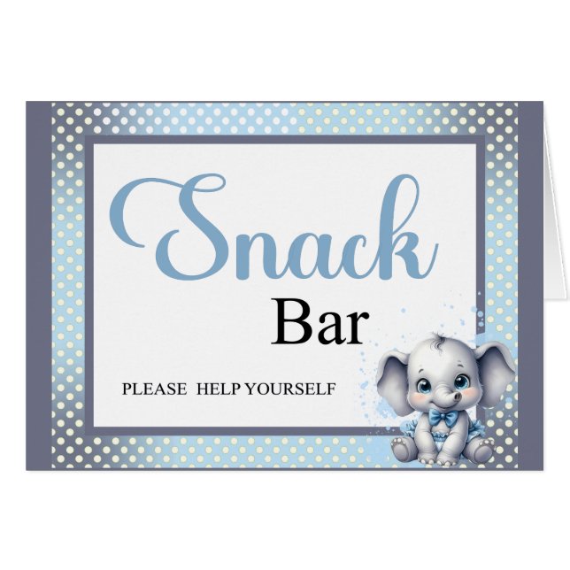 Cutie Blue Elephant - Little Peanut Snack Card (Front Horizontal)