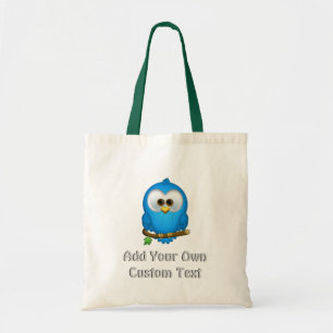 Cutie Blue Tweet Bird Tote Bags