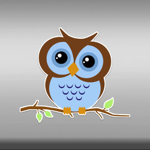 Cutie Cartoon Blue Owl Vinyl Sticker