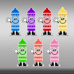 Cutie Cartoon Crayons Vinyl Stickers