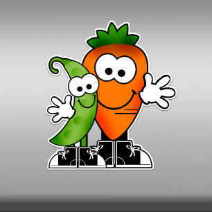 Cutie Cartoon Peas and Carrots Vinyl Sticker