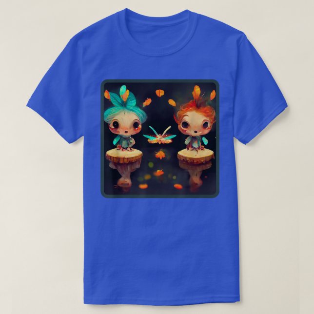 Cutie Chibi Faeries Kawaii Fairies Fae Friends For T-Shirt (Design Front)