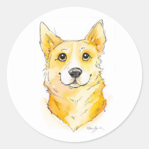 Cutie Corgi Classic Round Sticker
