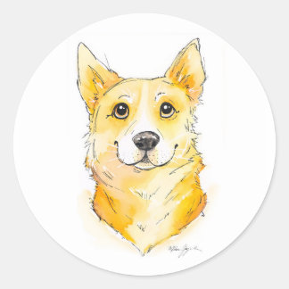 Cutie Corgi Classic Round Sticker