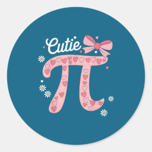 Cutie day coquette women kids girls math teacher classic round sticker