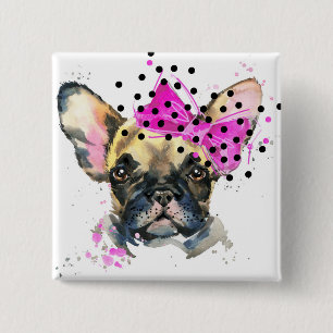 Cutie French Bull Dog 15 Cm Square Badge